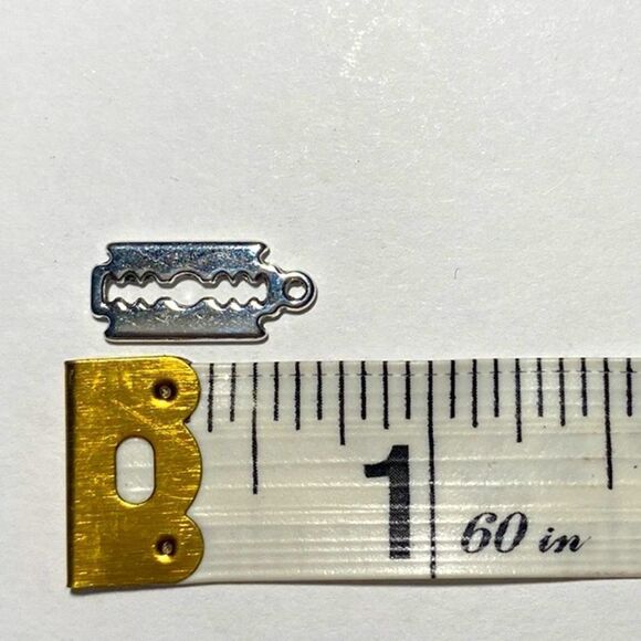 Dainty, Faux Razor Blade, Nickel Free Small Hoop Earrings - Picture 4 of 5